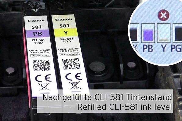 Refill Canon PGI-580 CLI-581 inkjet cartridges and deactivate ink level