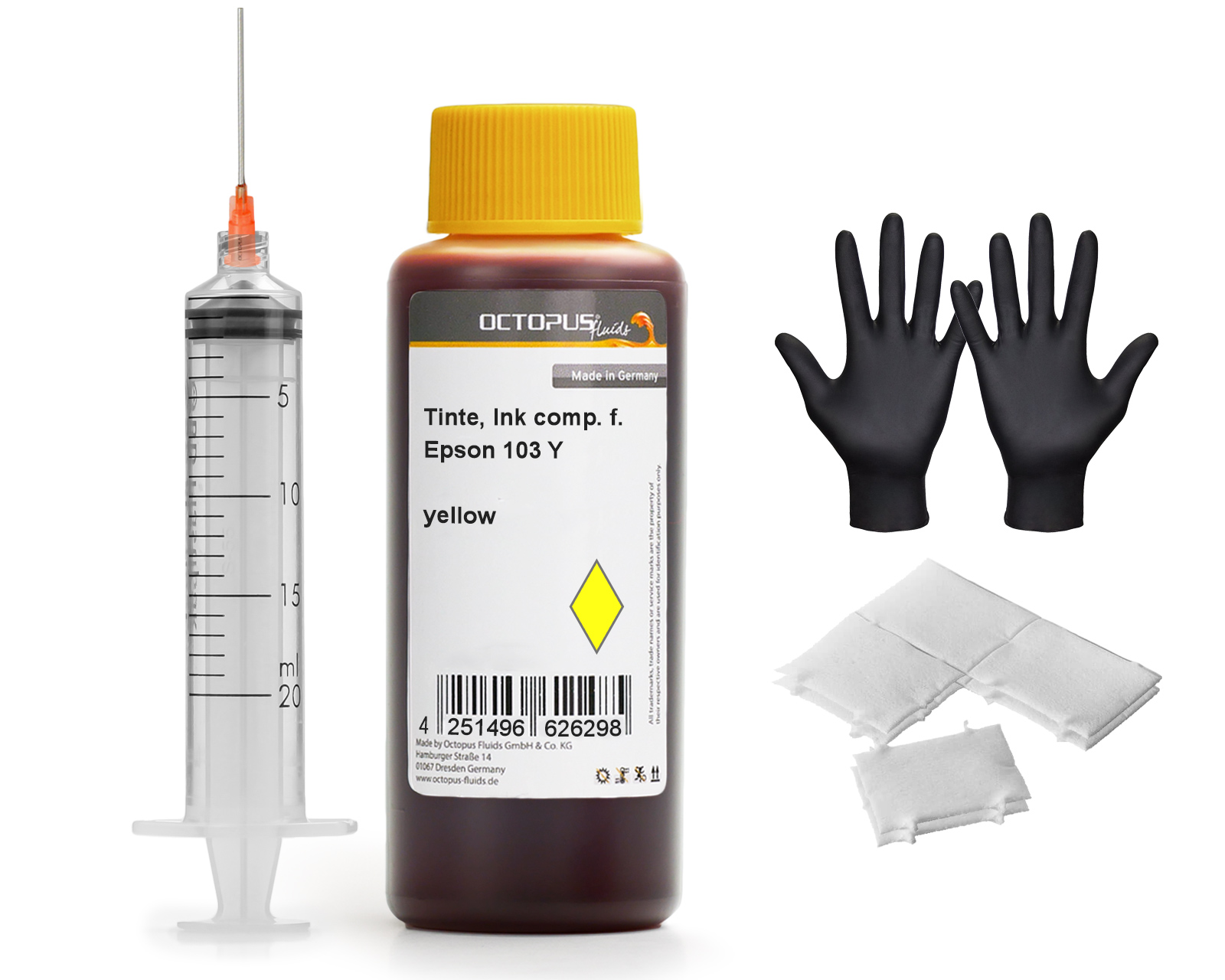 Refill ink for Epson 103 ink, yellow with syringe